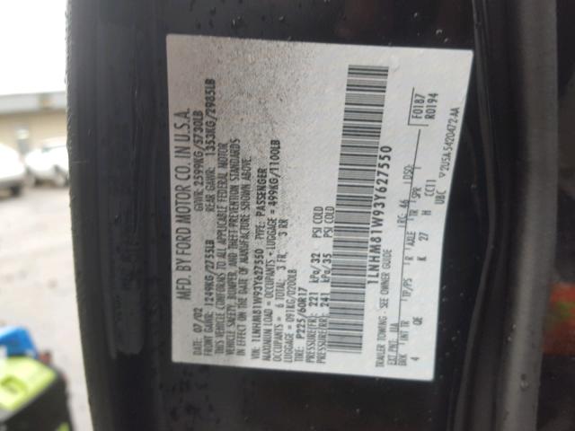 1LNHM81W93Y627550 - 2003 LINCOLN TOWN CAR E BLACK photo 10