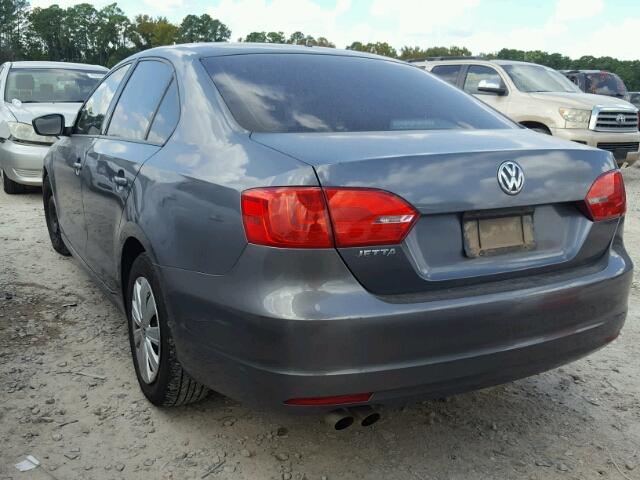 3VW2K7AJ4BM068463 - 2011 VOLKSWAGEN JETTA BASE CHARCOAL photo 3