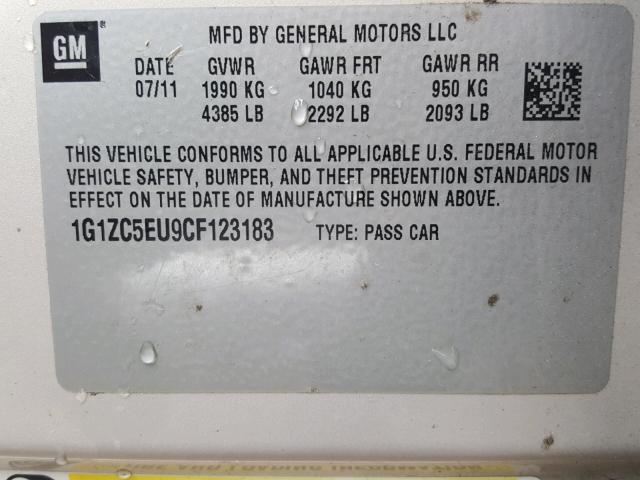 1G1ZC5EU9CF123183 - 2012 CHEVROLET MALIBU 1LT GOLD photo 10