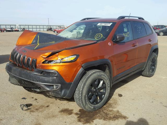 1C4PJMBS8FW614589 - 2015 JEEP CHEROKEE T ORANGE photo 2