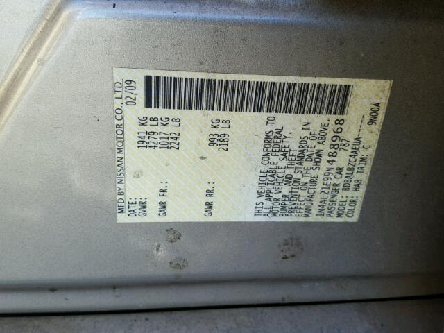 1N4AL21E99N488968 - 2009 NISSAN ALTIMA 2.5 GOLD photo 10