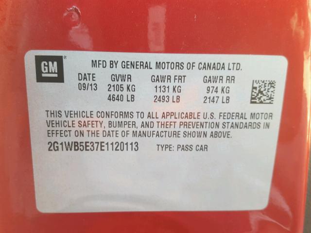 2G1WB5E37E1120113 - 2014 CHEVROLET IMPALA LIM RED photo 10