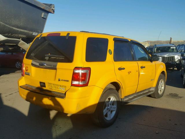 1FMCU4K3XAKB24875 - 2010 FORD ESCAPE HYB YELLOW photo 4