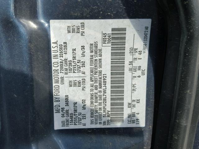 5LMPU28L7WLJ48921 - 1998 LINCOLN NAVIGATOR Zielony zdjęcie 10