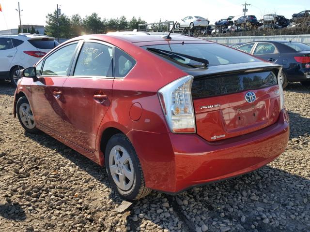 JTDKN3DU1A0210245 - 2010 TOYOTA PRIUS RED photo 3