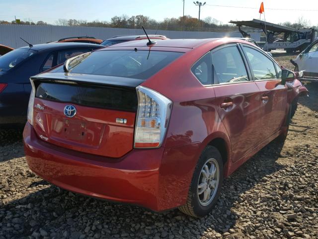 JTDKN3DU1A0210245 - 2010 TOYOTA PRIUS RED photo 4