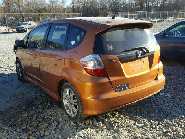 JHMGE8H45AS020108 - 2010 HONDA FIT SPORT ORANGE photo 3