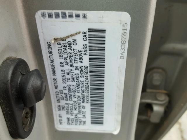 5Y2SL62824Z445086 - 2004 PONTIAC VIBE GRAY photo 10