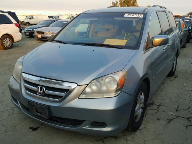 5FNRL38497B103307 - 2007 HONDA ODYSSEY EX BLUE photo 2
