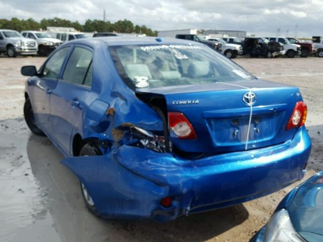 1NXBU40E19Z062816 - 2009 TOYOTA COROLLA BA BLUE photo 3