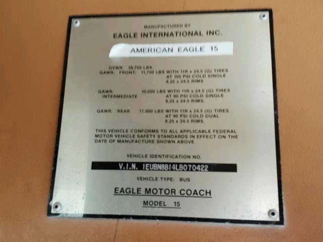 1EUBN8B14LB070422 - 1990 EAGLE TRANSIT BUSES TRANSIT BU SILVER photo 10