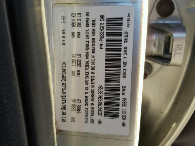 2C3AE76K02H199724 - 2002 CHRYSLER 300M SPECI GRAY photo 10