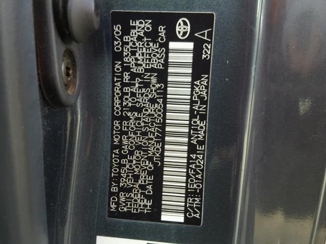 JTKDE177150054113 - 2005 TOYOTA SCION TC 灰色 照片 10