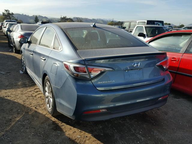 KMHE24L15GA009031 - 2016 HYUNDAI SONATA HYB TURQUOISE photo 3