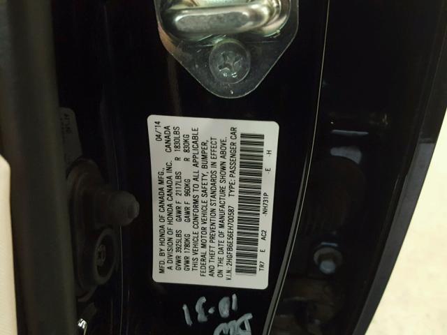 2HGFB6E56EH700587 - 2014 HONDA CIVIC SI BLACK photo 10