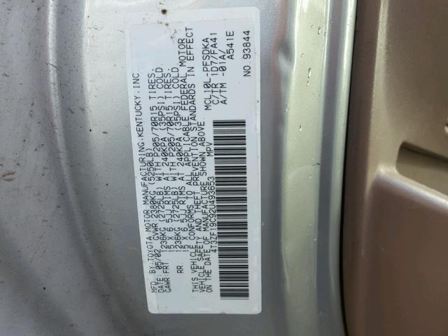 4T3ZF19C92U493653 - 2002 TOYOTA SIENNA CE GOLD photo 10