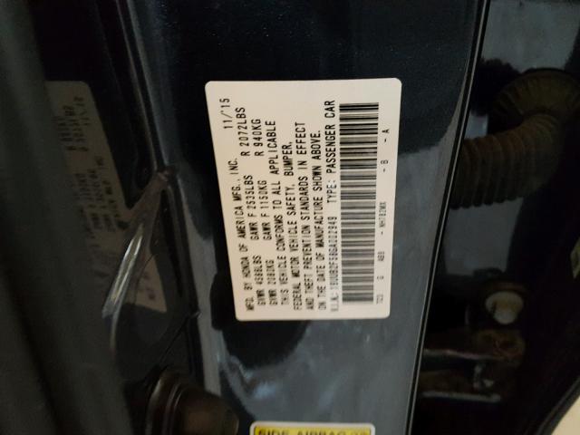 19UUB2F58GA002949 - 2016 ACURA TLX TECH CHARCOAL photo 10