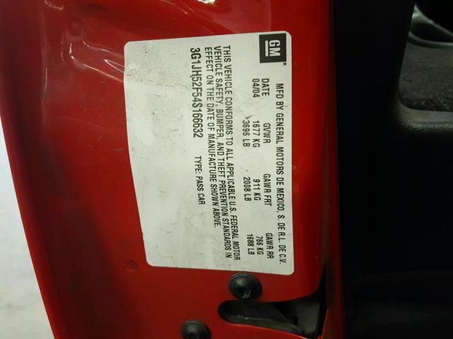 3G1JH52F54S166632 - 2004 CHEVROLET CAVALIER L RED photo 10