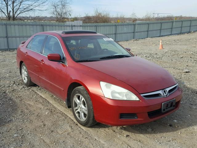 1HGCM56857A006104 - 2007 HONDA ACCORD EX MAROON photo 1