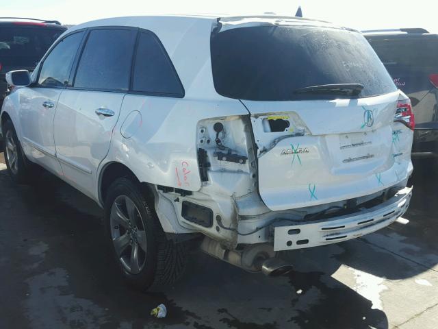 2HNYD28828H513393 - 2008 ACURA MDX SPORT WHITE photo 3