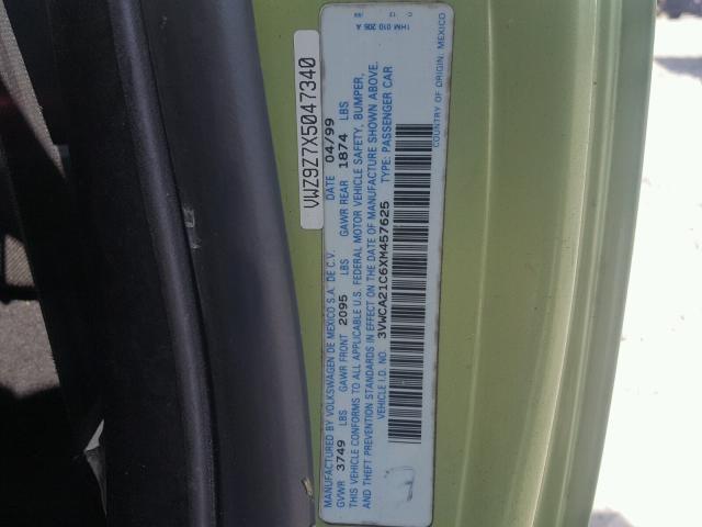 3VWCA21C6XM457625 - 1999 VOLKSWAGEN NEW BEETLE 绿色 照片 10