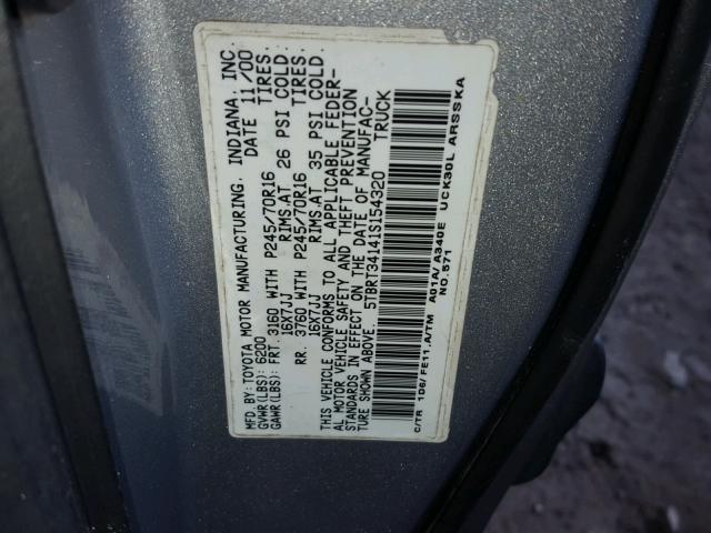 5TBRT34141S154320 - 2001 TOYOTA TUNDRA ACC SILVER photo 10