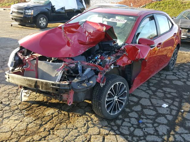 2T1BURHE3EC015459 - 2014 TOYOTA COROLLA L RED photo 2