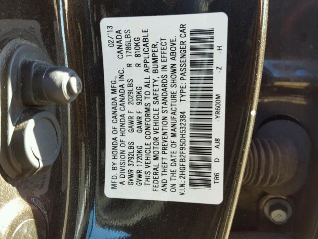 2HGFB2F95DH532384 - 2013 HONDA CIVIC EXL بني صورة 10