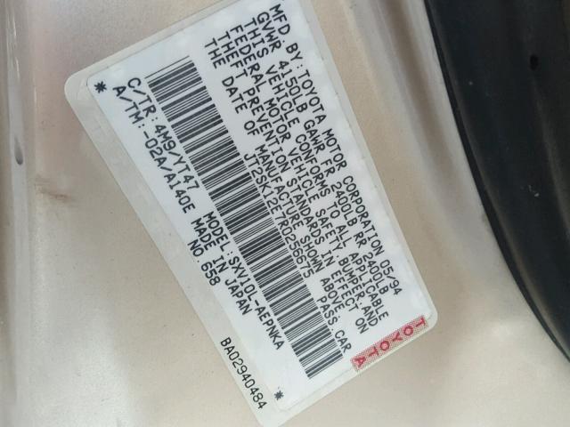 JT2SK12E7R0256675 - 1994 TOYOTA CAMRY LE ოქროსფერი ფოტო 10