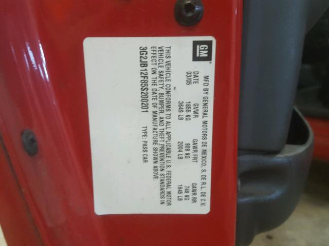 3G2JB12F85S200201 - 2005 PONTIAC SUNFIRE RED photo 10