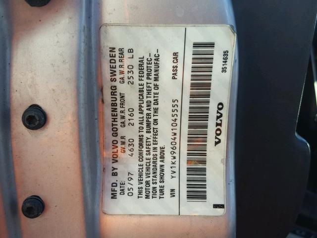 YV1KW9604W1045555 - 1998 VOLVO V90 Srebrny zdjęcie 10