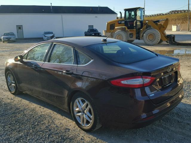 3FA6P0H73DR103674 - 2013 FORD FUSION SE MAROON photo 3