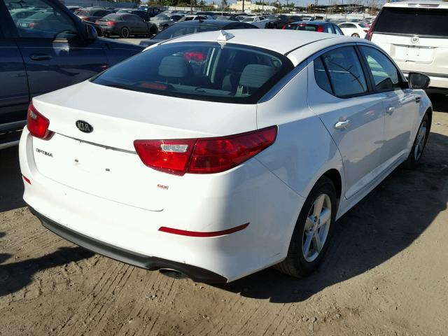 KNAGM4A76F5664995 - 2015 KIA OPTIMA LX WHITE photo 4