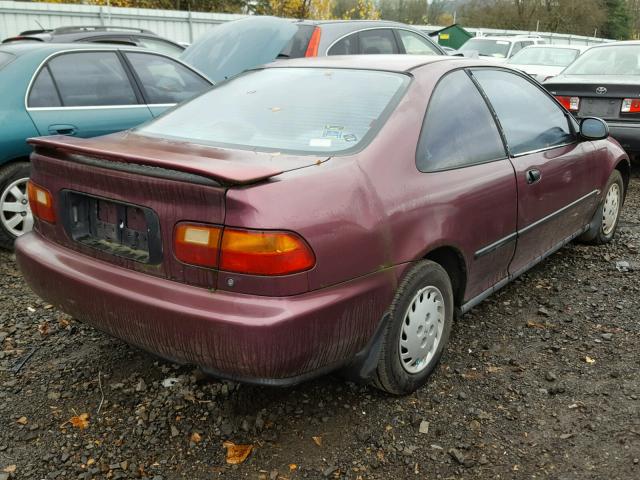 1HGEJ2142PL016923 - 1993 HONDA CIVIC DX PURPLE photo 4