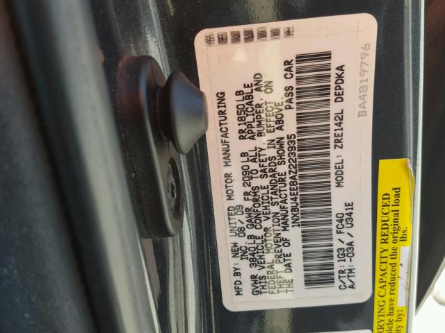 1NXBU4EE8AZ223935 - 2010 TOYOTA COROLLA BA GRAY photo 10