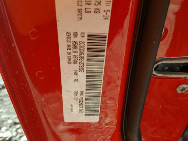2C3CDXGJ8EH272053 - 2014 DODGE CHARGER SU RED photo 10