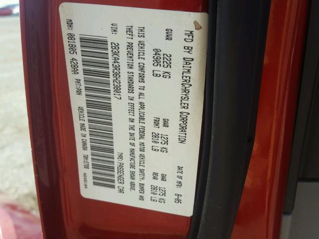 2B3KA43R36H238017 - 2006 DODGE CHARGER SE RED photo 10