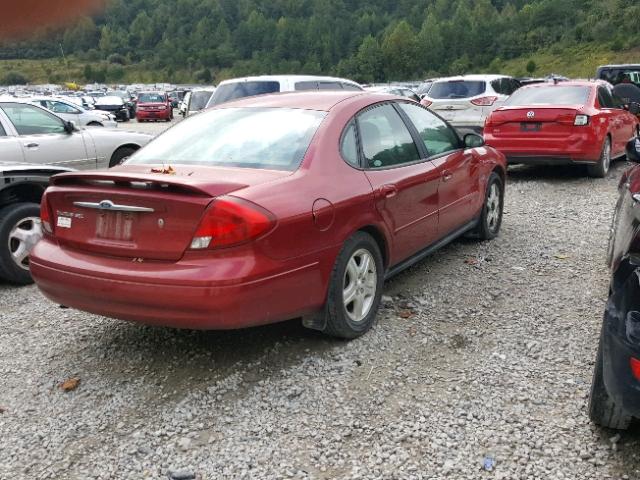 1FAFP56S01A150722 - 2001 FORD TAURUS SEL BURGUNDY photo 4