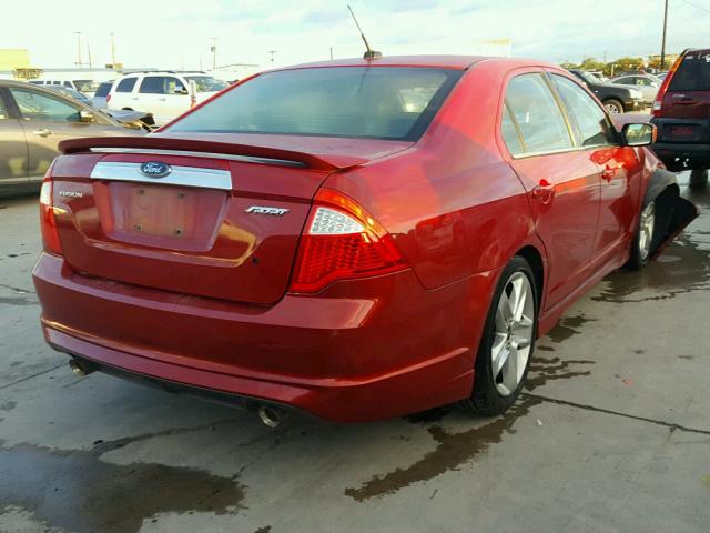 3FAHP0KC8AR214537 - 2010 FORD FUSION SPO RED photo 4