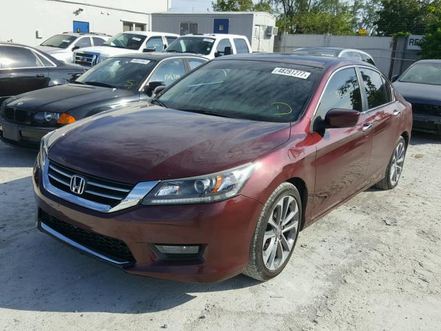 1HGCR2F53EA292540 - 2014 HONDA ACCORD SPO BURGUNDY photo 2