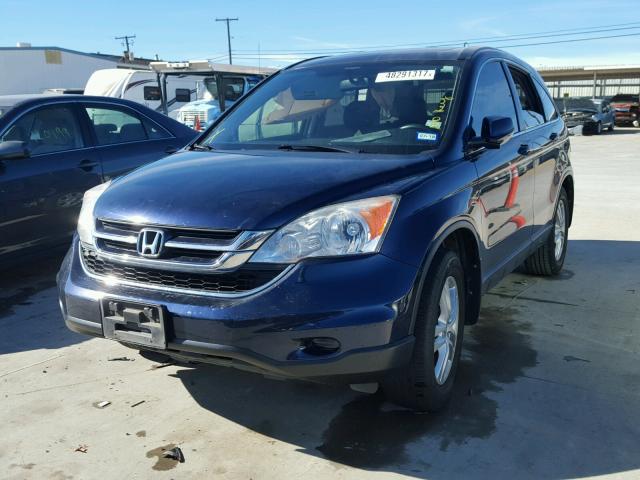 JHLRE3H75AC009324 - 2010 HONDA CR-V EXL BLUE photo 2