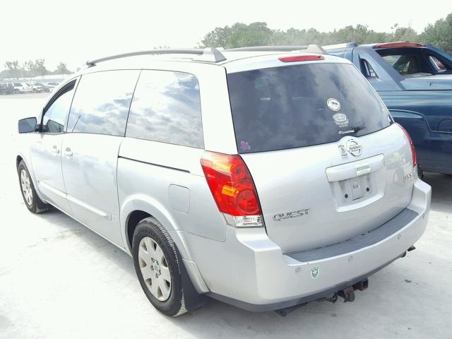 5N1BV28UX6N115709 - 2006 NISSAN QUEST S SILVER photo 3