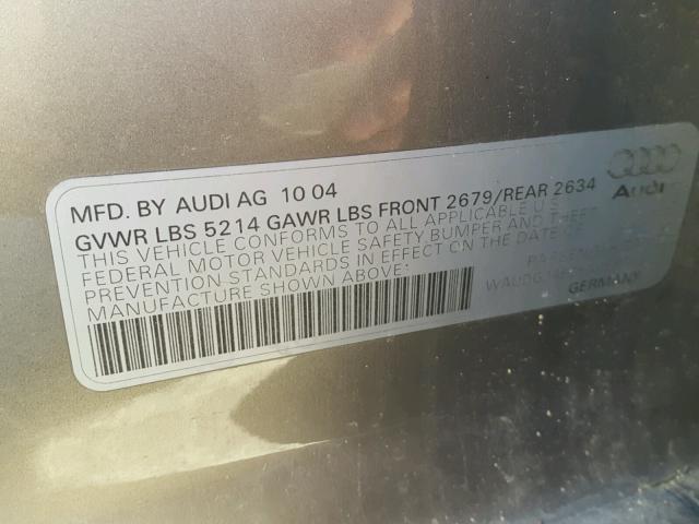 WAUDG94F25N058103 - 2005 AUDI A6 3.2 QUA TAN photo 10