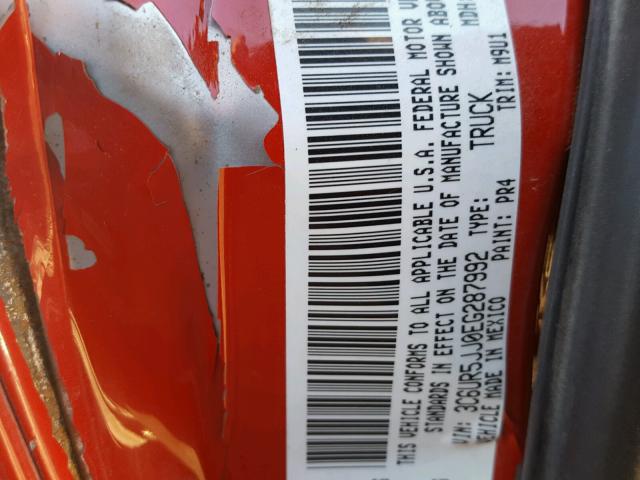 3C6UR5JJ0EG287992 - 2014 RAM 2500 SLT 红色 照片 10