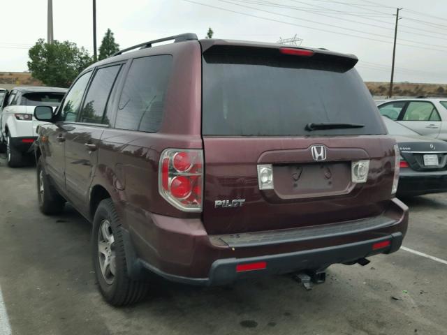 5FNYF28467B025971 - 2007 HONDA PILOT EX MAROON photo 3