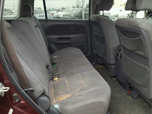 5FNYF28467B025971 - 2007 HONDA PILOT EX MAROON photo 6