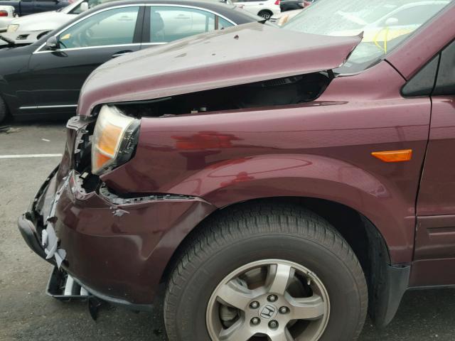 5FNYF28467B025971 - 2007 HONDA PILOT EX MAROON photo 9