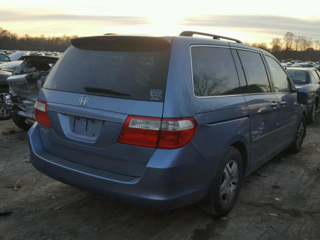 5FNRL38767B118776 - 2007 HONDA ODYSSEY EX BLUE photo 4