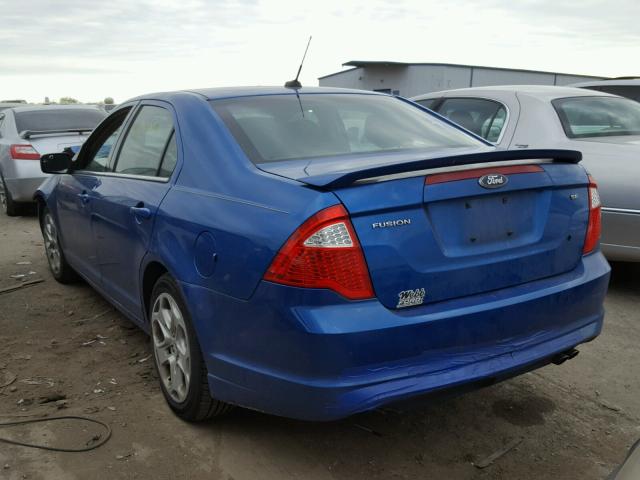 3FAHP0HA3BR104163 - 2011 FORD FUSION SE BLUE photo 3