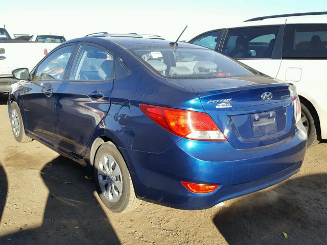 KMHCT4AE1GU981878 - 2016 HYUNDAI ACCENT SE BLUE photo 3